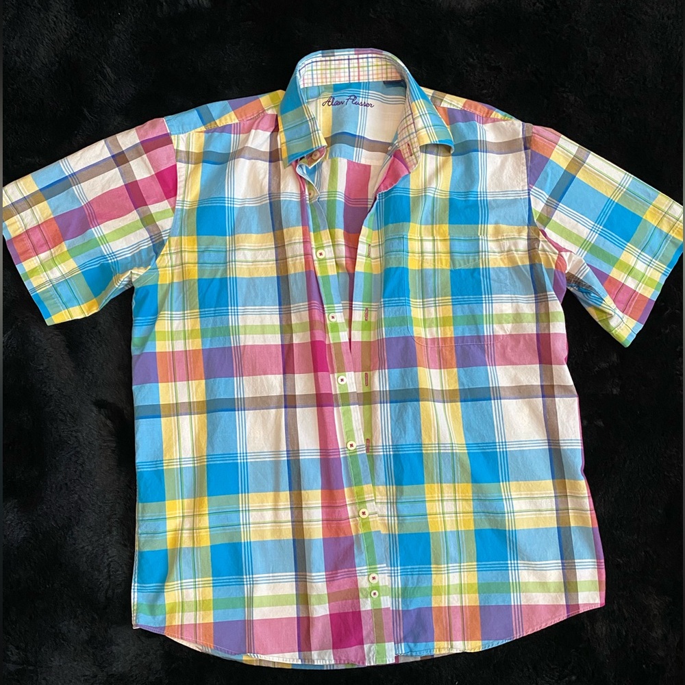 Alan Flusser Colorful Plaid Men's Shirt SZ M